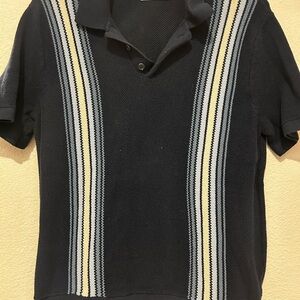 Old Navy Dark Navy Textured Knit Polo